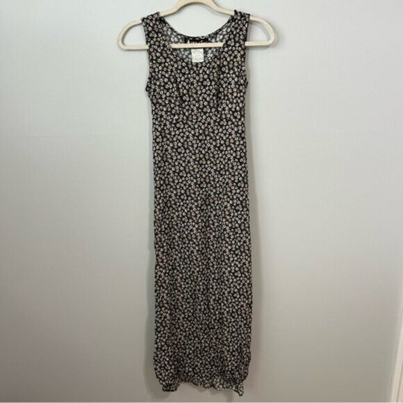Vintage All That Jazz Micro Floral Maxi Dress 3/4 Tie Waist Prairie Boho Dainty - Picture 1 of 7